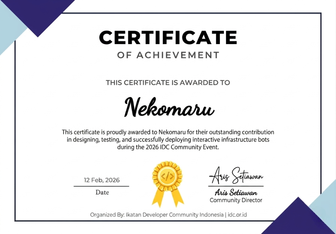 2026 IDC Community Event certificate